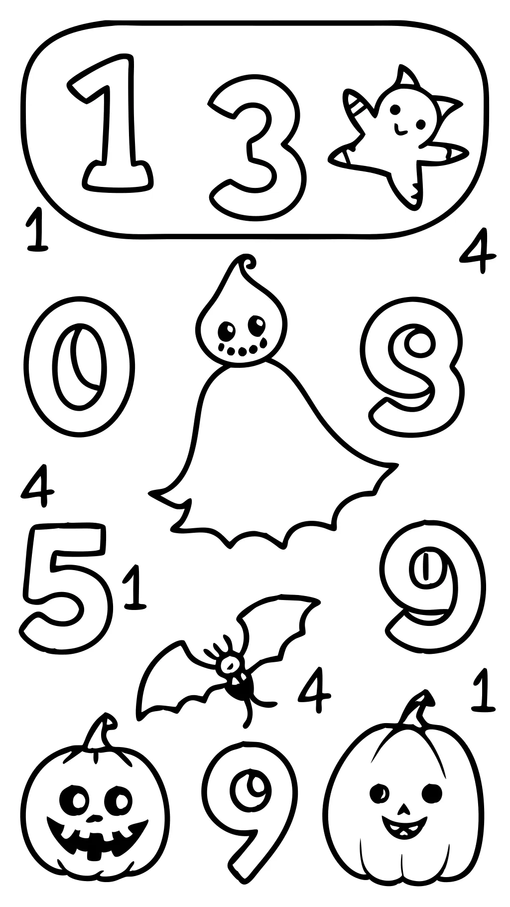 halloween number coloring pages